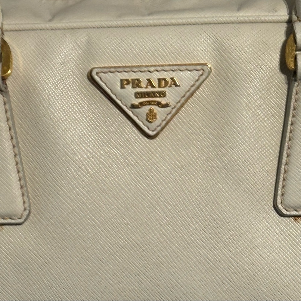 Authentic Prada Bauletto Cream Saffiano Leather Satchel Bag - Picture 6 of 17